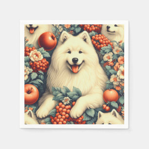 Servilleta De Papel Cute Samoyed Floral Pintura