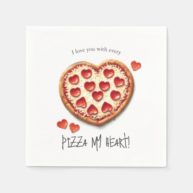 Servilleta De Papel Cute San Valentín Fiesta de pizza (Anverso)