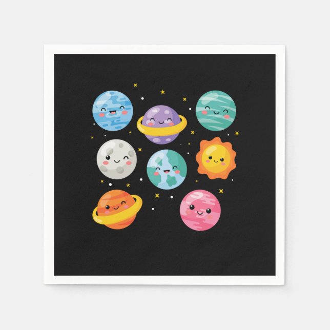 Servilleta De Papel Cute Seven Planets Sun Solar System Galaxy Outer S (Anverso)