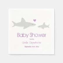 Cute Sharks Heart Purple Baby Shower