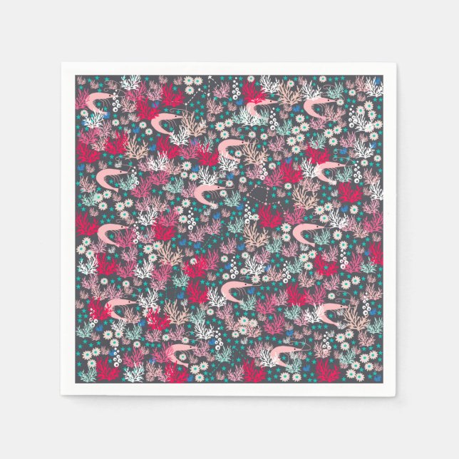 Servilleta De Papel Cute Shrimp Paper Napkins (Anverso)