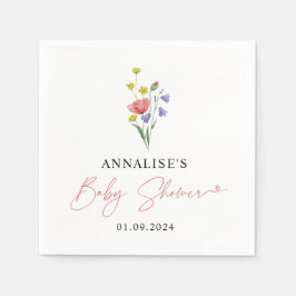 Servilleta De Papel Cute Simples Watercolor Wildflower Baby Shower