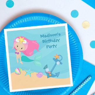 Servilleta De Papel Cute sirena Chica de playa Personalizado de niños 