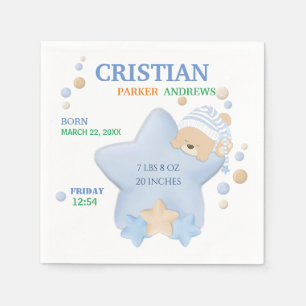 Servilleta De Papel Cute Sleeping Teddy Bear Baby Boy Natal Stats