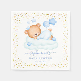 Servilleta De Papel Cute Sleepy Teddy Bear globos Boy Baby Shower
