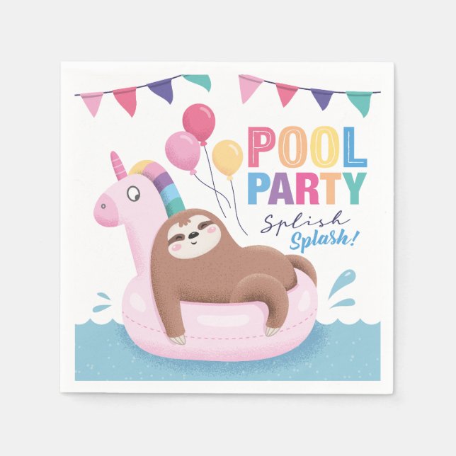 Servilleta De Papel Cute Slote Pool Fiesta Napkins Cumpleaños (Anverso)