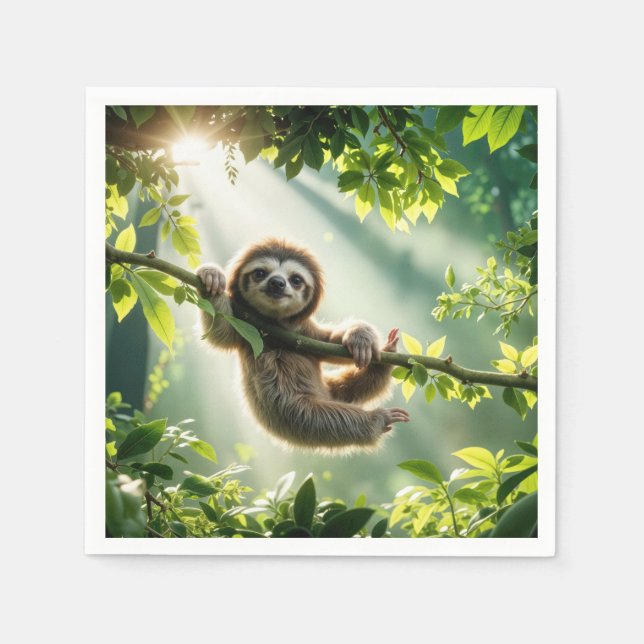 Servilleta De Papel Cute Sloth In Sunbeams (Anverso)