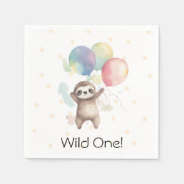 Servilleta De Papel Cute Sloth Watercolor Globos salvaje un cumpleaños