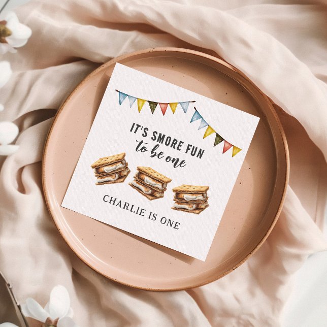 Servilleta De Papel Cute Smores Camping Rústico Primer Cumpleaños (Subido por el creador)