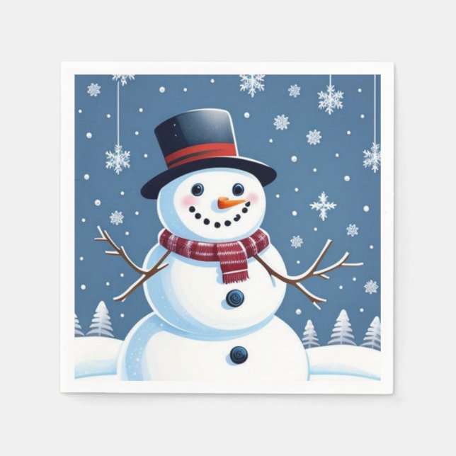Servilleta De Papel Cute Snowman (Anverso)