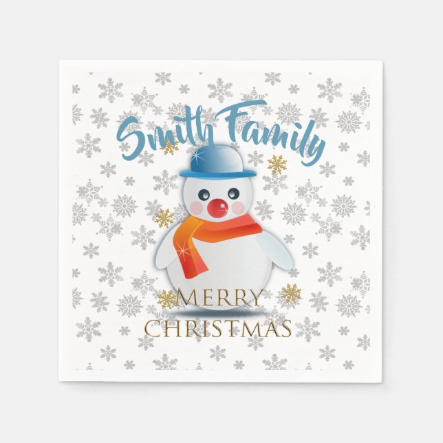 Servilleta De Papel Cute Snowman (Anverso)