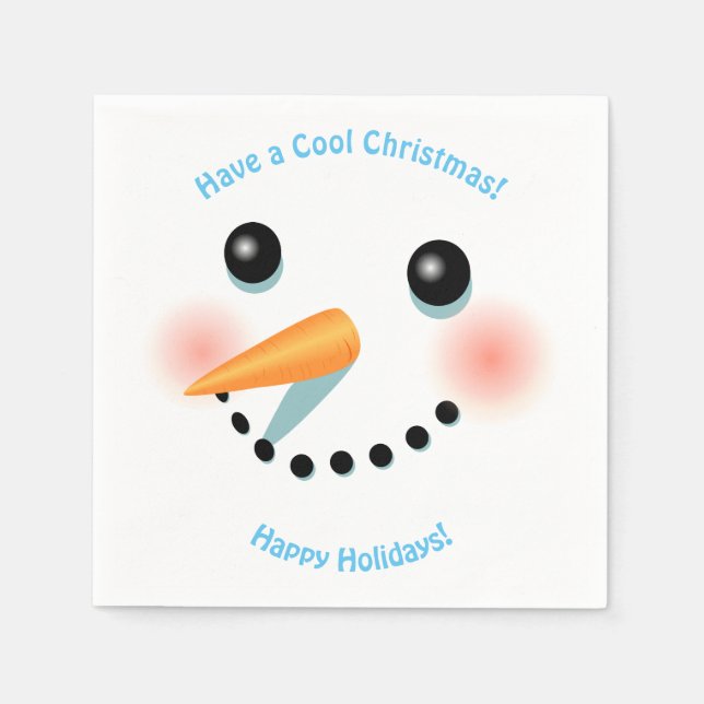 Servilleta De Papel Cute Snowman Face (Anverso)