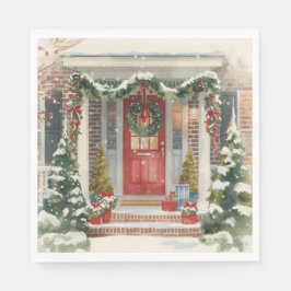 Servilleta De Papel Cute Snowy Christmas Porch 