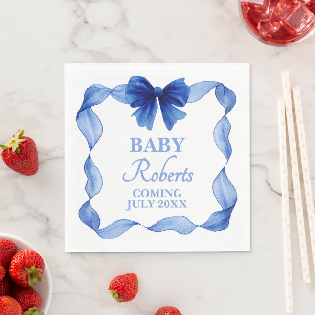 Servilleta De Papel Cute Soft Blue Boy Baby Shower (In situ)