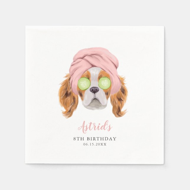 Servilleta De Papel Cute Spa Dog Girls Birday Party (Anverso)