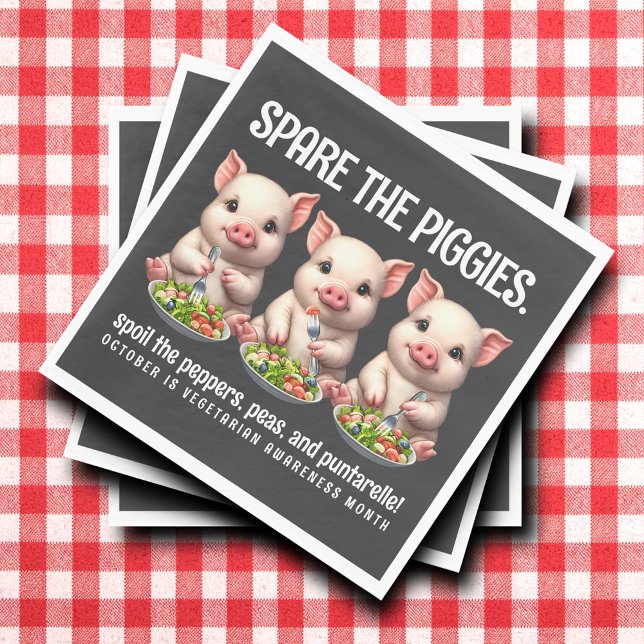 Servilleta De Papel Cute Spare los lechones comiendo ensaladas (Spare the Piggies Paper Napkins Cover Photo)