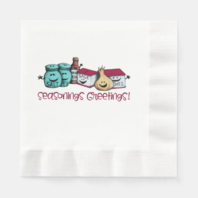 Servilleta De Papel Cute Spices Seasonings Greetings (Anverso)
