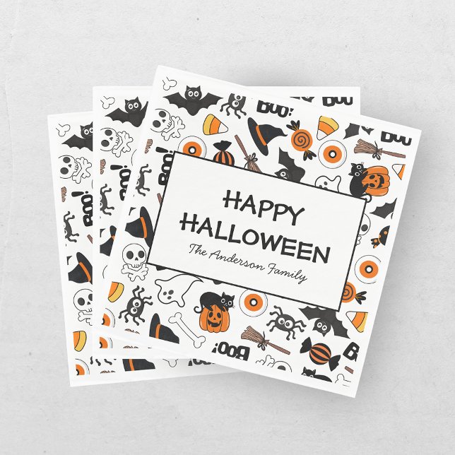 Servilleta De Papel Cute Spooky Halloween Black and Orange (Subido por el creador)