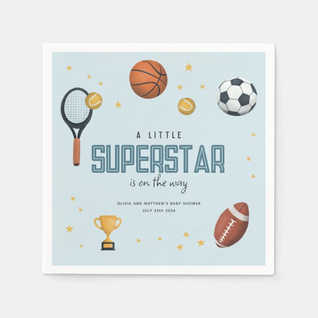 Servilleta De Papel Cute Sports Superstar Boys Baby Shower (Anverso)