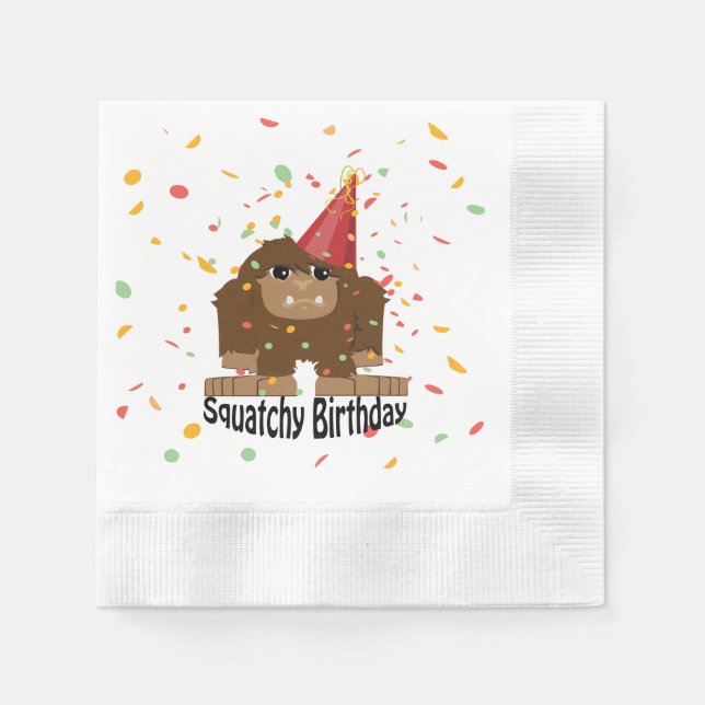 Servilleta De Papel Cute Squatchy Birthday Personalizado Bigfoot (Anverso)