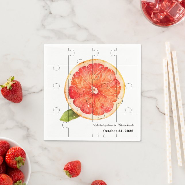Servilleta De Papel Cute Squeeze the Day Citrus Grapefruit Wedding (In situ)