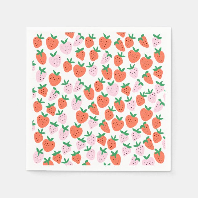 Servilleta De Papel Cute Strawberries Paper Napkins (Anverso)