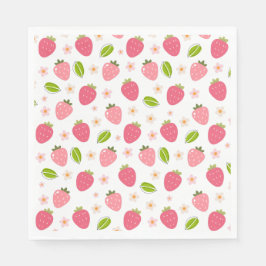 Servilleta De Papel Cute Strawberry Pink Girls Birthday Paper Napkin