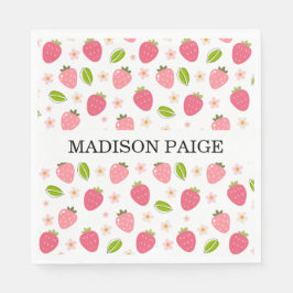 Servilleta De Papel Cute Strawberry Pink Girls Birthday Paper Napkin