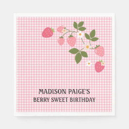 Servilleta De Papel Cute Strawberry Pink Girls Birthday Paper Plate