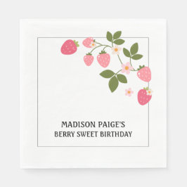 Servilleta De Papel Cute Strawberry Pink Girls Birthday Paper Plate