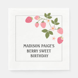 Servilleta De Papel Cute Strawberry Pink Girls Birthday Paper Plate