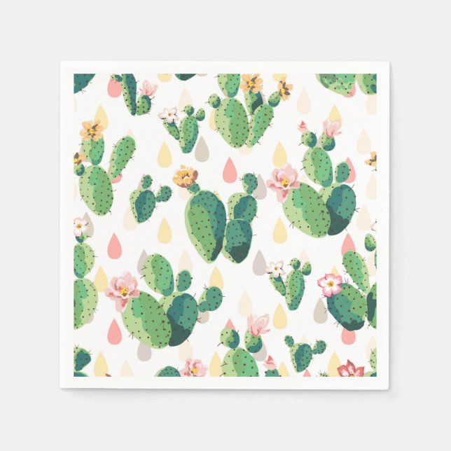 Servilleta De Papel Cute Suculento Cactus Cocktail Paper Napkins (Anverso)