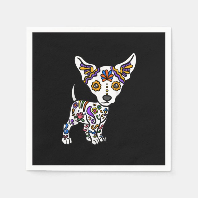Servilleta De Papel cute sugar skull chihuahua (Anverso)