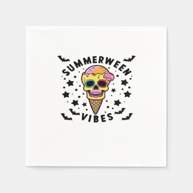 Servilleta De Papel Cute Summerween Vibes Skeleton IceCream Summer Vac (Anverso)