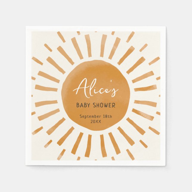 Servilleta De Papel Cute Sunshine Boho Baby Shower (Anverso)