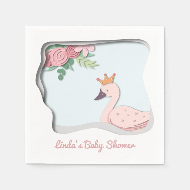 Servilleta De Papel Cute Swan Baby Shower (Anverso)