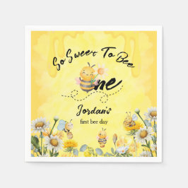 Servilleta De Papel Cute Sweet To Bee One Wildflower 1st birthday
