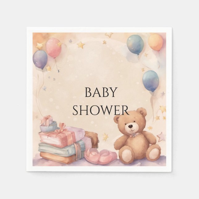 Servilleta De Papel Cute Teddy Bear Baby Shower (Anverso)