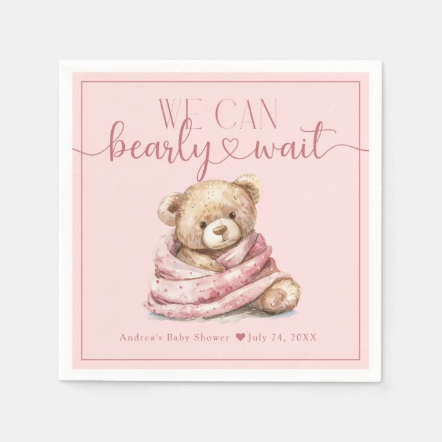 Servilleta De Papel Cute Teddy Bear Baby Shower (Anverso)