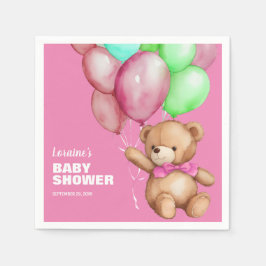 Servilleta De Papel Cute Teddy Bear Baby Shower rosa