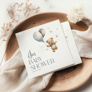 Servilleta De Papel Cute Teddy Bear & Balloons Boy Baby Shower
