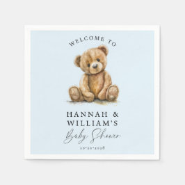 Servilleta De Papel Cute Teddy Bear Blue Boy Baby Shower