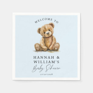 Servilleta De Papel Cute Teddy Bear Blue Boy Baby Shower