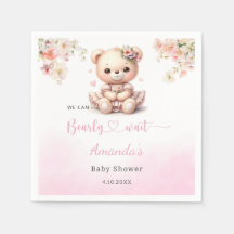 Cute Teddy Bear chica floral rosa ducha bebé