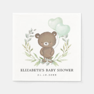 Servilleta De Papel Cute Teddy Bear Greenereneration Balloons Coed Bab