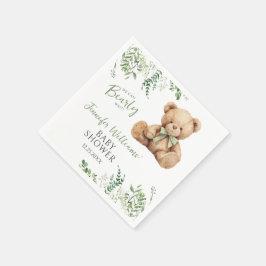 Servilleta De Papel Cute Teddy Bear Greenery Baby Boy Ducha Papel