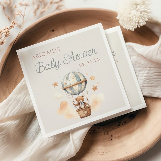 Servilleta De Papel Cute Teddy Bear Hot Air Balloon Baby Shower (Subido por el creador)