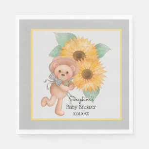 Servilleta De Papel Cute Teddy Bear Sunflower Baby Shower