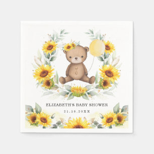 Servilleta De Papel Cute Teddy Bear Sunflower Balloon Baby Shower
