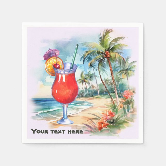 Servilleta De Papel Cute tiki Cocktail añadir texto (Anverso)